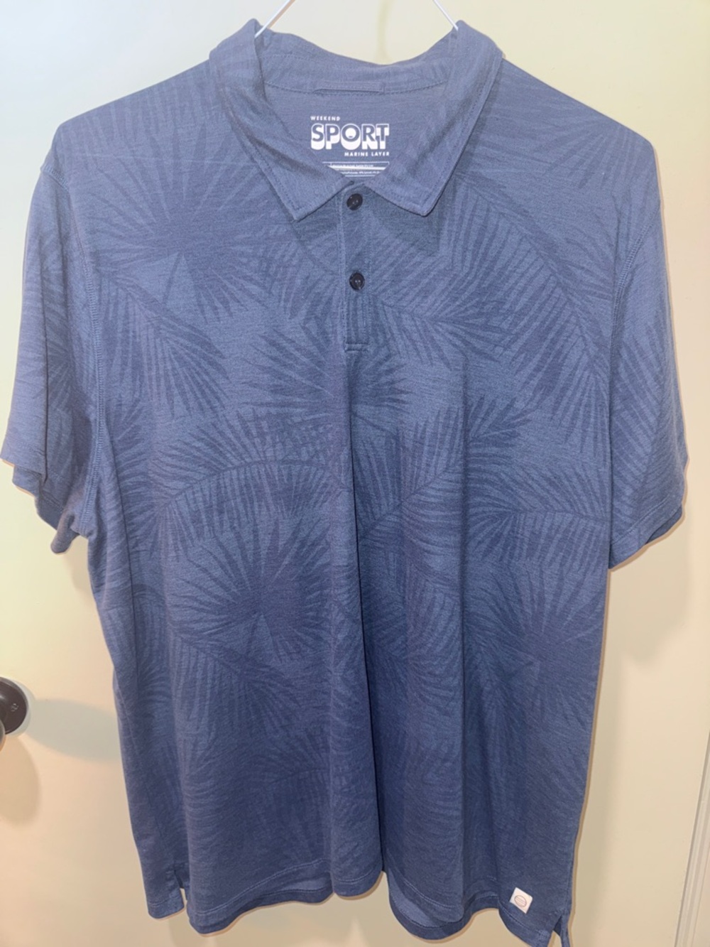 Weekend SPORT MARINE LAYER Men’s Navy Blue Palm-Pattern Polo XXL